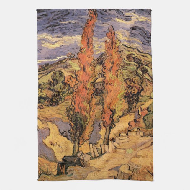 Poplars auf der Straße durch Hügel von Vincent van Geschirrtuch (Vertikal)