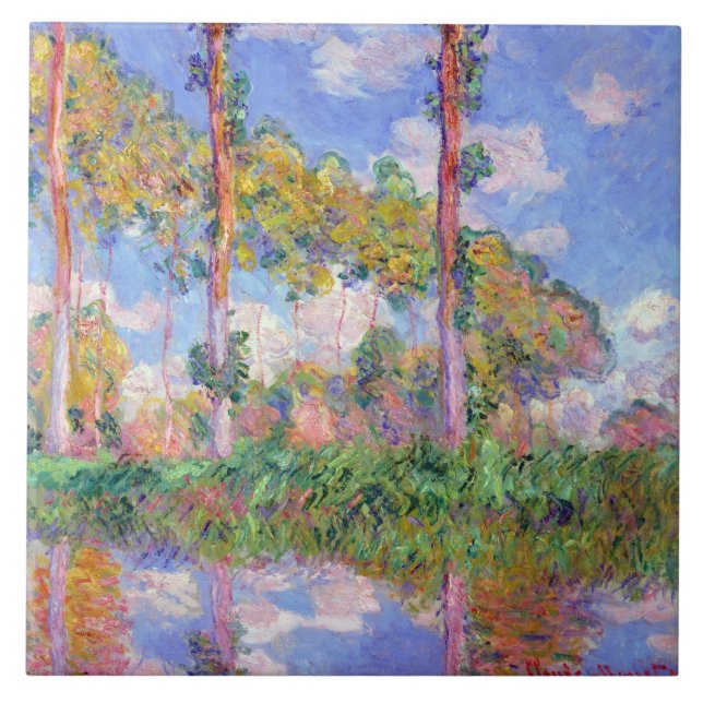 Poplars in der Sonne, Monet Fliese (Vorderseite)