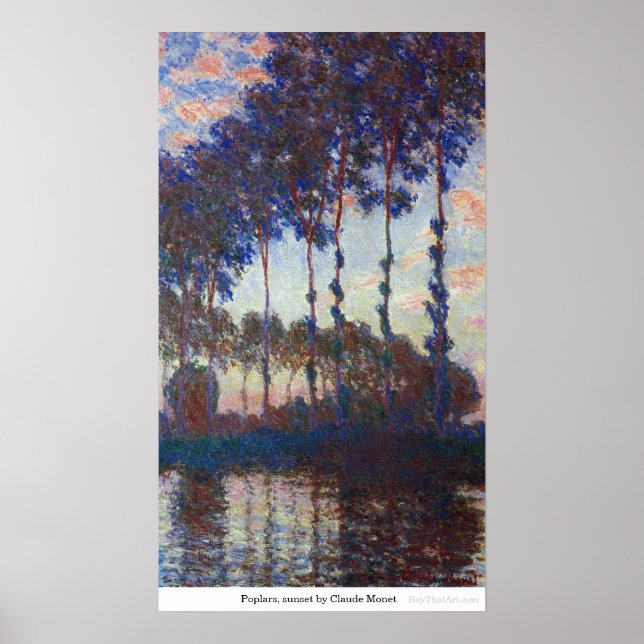 Poplars, Sonnenuntergang von Claude Monet Poster (Vorne)