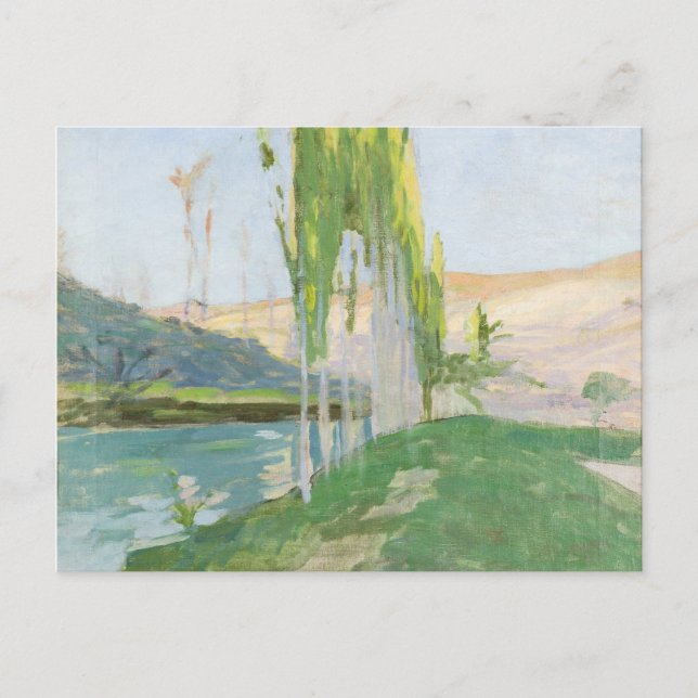 Poplars wachsen in der Nähe eines Wasserkurses Postkarte (Vorderseite)