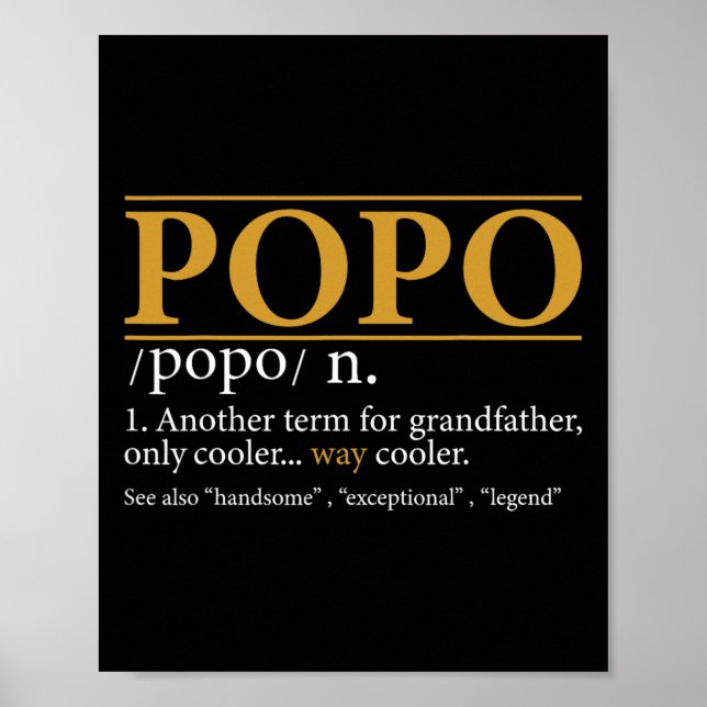 Popo Definition Fathers Day Gift Opa Geschenk Poster (Vorne)