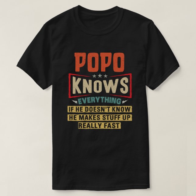 Popo weiß alles Funny Großvater Geschenk T-Shirt (Design vorne)