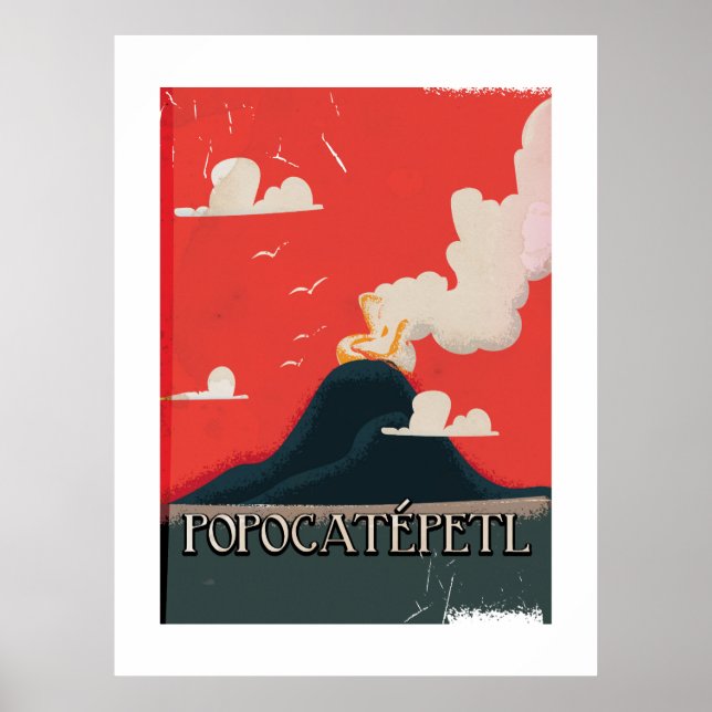 Popocatépetl Volcano Travel Poster (Vorne)