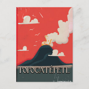 Popocatépetl Volcano Travel Poster Postkarte