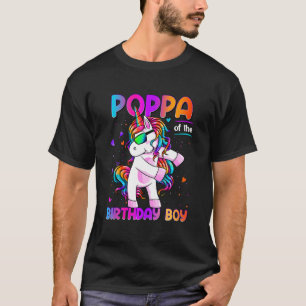 Poppa des Geburtstags-Junge Dabbing Einhorn Party T-Shirt