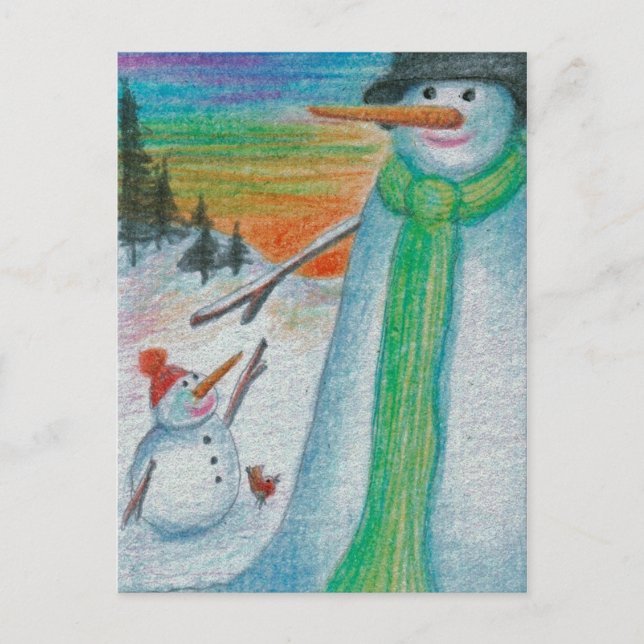 Poppa Snowman und sein kleiner bitter Snowboy Son! Postkarte (Vorderseite)