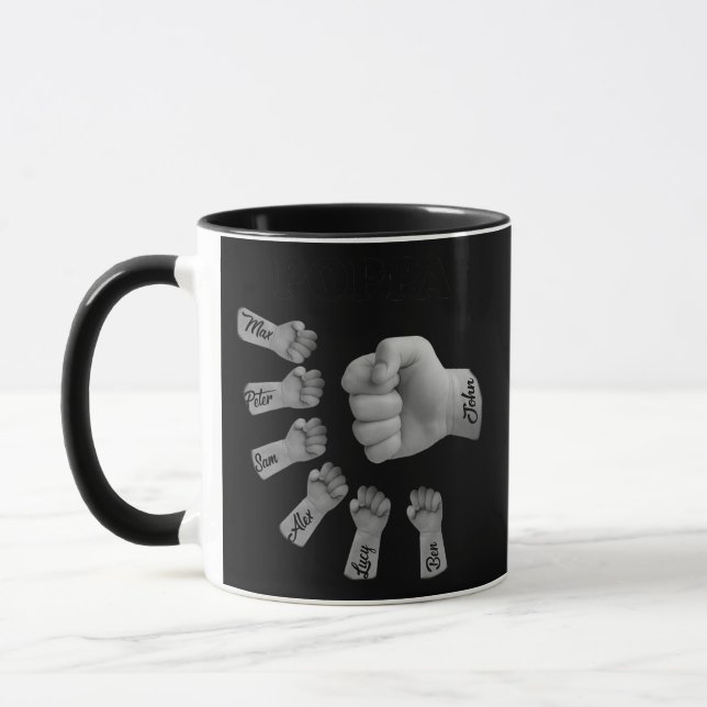 PopPa und Kinder Hand an Hand  Tasse (Links)
