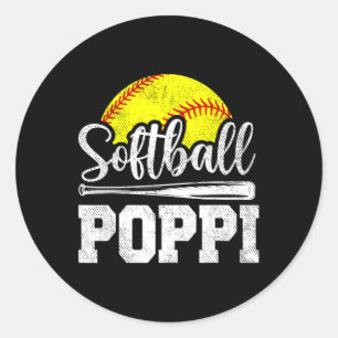 Poppi Softball Player Spiel Tag Vatertag Geschenk Runder Aufkleber