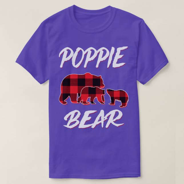 Poppie Bear Karierter Weihnachts Pajama Matching F T-Shirt (Design vorne)