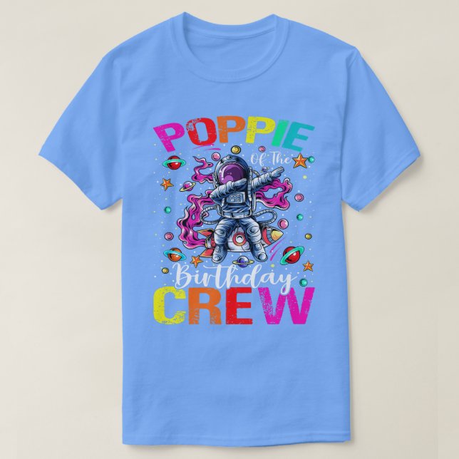 Poppie Birthday Crew Astronaut Raumplaner T-Shirt (Design vorne)