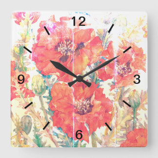 poppie Blumenuhr Quadratische Wanduhr