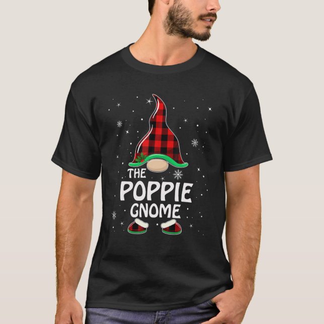 Poppie Gnome Buffalo Plaid Matching Family Christm T-Shirt (Vorderseite)