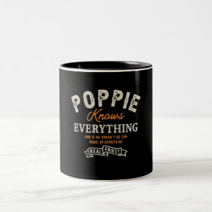 Poppie weiß alles Zitate Funny Opa Zweifarbige Tasse