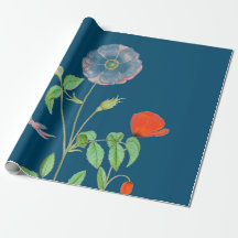 POPPIEN AUF DUNKELBLAUEM Wrapping Paper