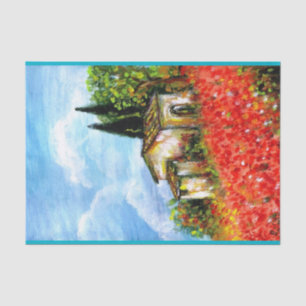 POPPIEN IN DER TUSKANISCHEN LANDSCHAFT SEIDENPAPIER