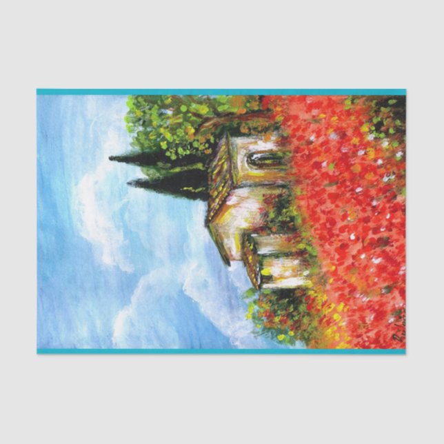 POPPIEN IN DER TUSKANISCHEN LANDSCHAFT SEIDENPAPIER (Vorderseite)