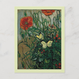 Poppies and Butterflies (F748) Van Gogh Fine Art Postkarte