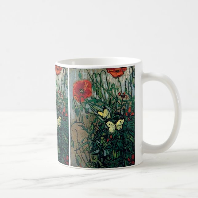 Poppies and Butterflies Van Gogh Fine Art Kaffeetasse (Rechts)