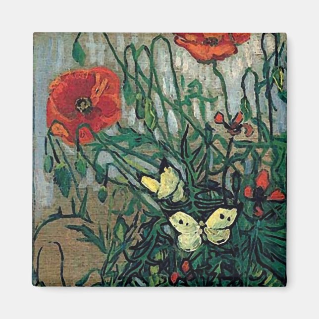 Poppies and Butterflies Van Gogh Fine Art Magnet (Vorne)