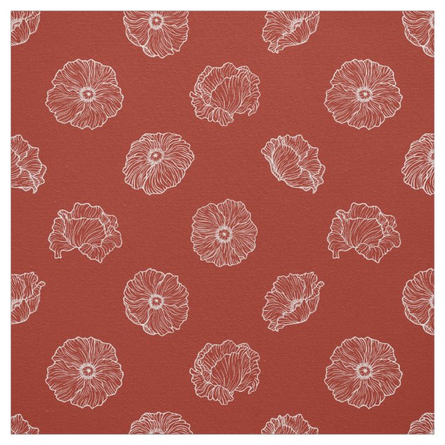 Poppies auf Red Fabric Stoff (Muster)