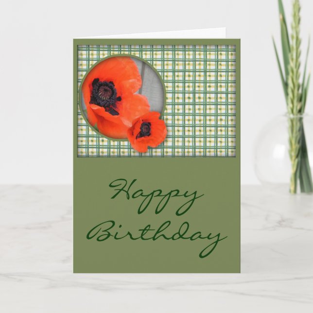 Poppies Birthday Card (Großes Drucken) Karte (Vorderseite)