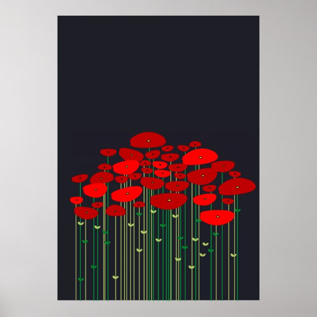 Poppies Black Poster (Vorne)