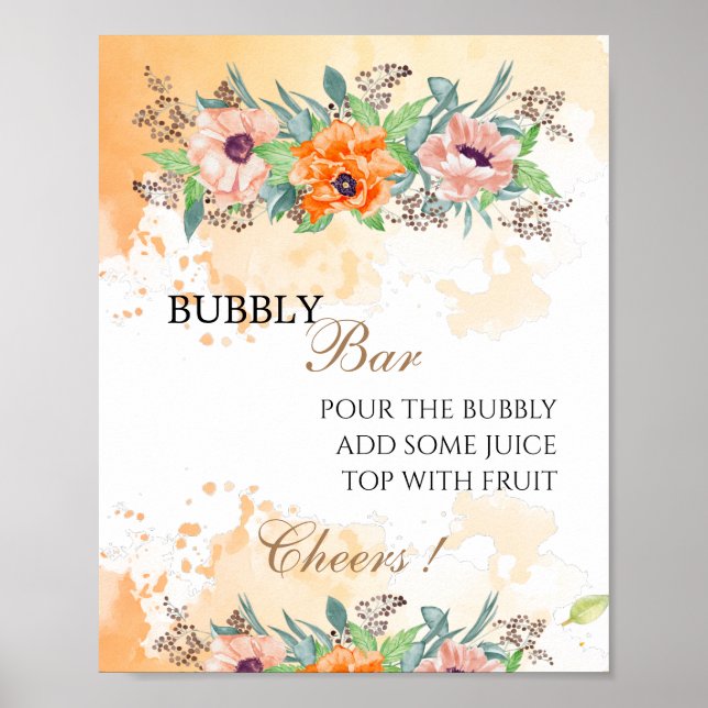Poppies blubbly Bar Brautparty-Zeichen Poster (Vorne)