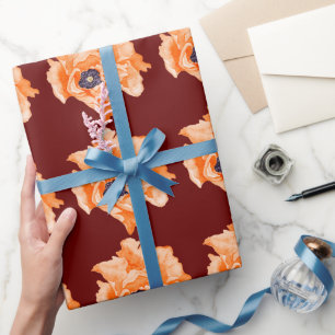 Poppies Bordo Geschenkpapier