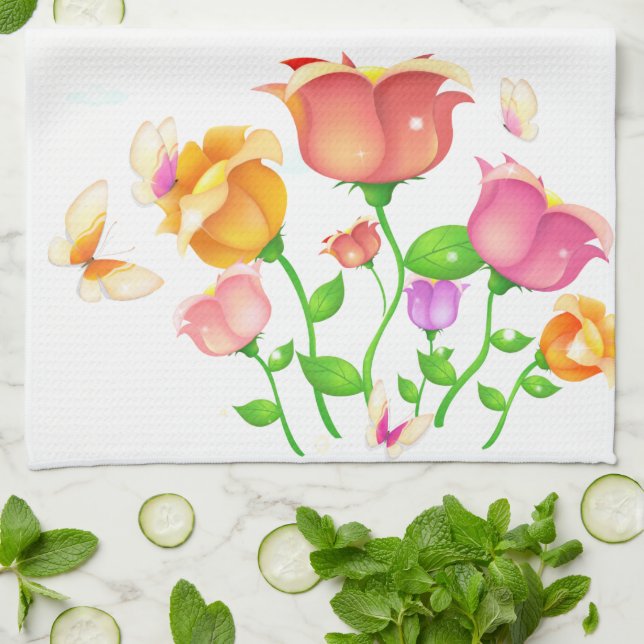 Poppies & Butterflies American MoJo Küchentuch (Gefaltet)