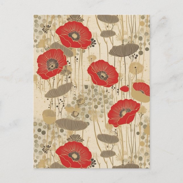Poppies Chiyogami Postkarte (Vorderseite)