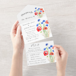 Poppies Cornflowers Bloral Wedding Elegant All In One Einladung