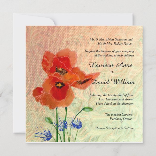 Poppies Custom Wedding Einladung (Vorderseite)