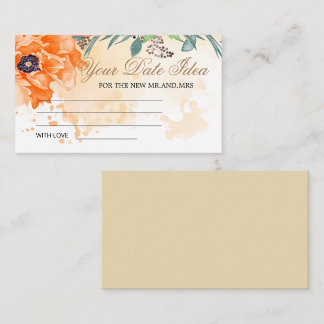 Poppies Date Nacht Ideen. Datum der jar-Einschließ Begleitkarte (Vorne/Hinten)