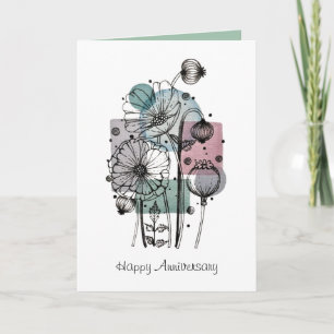 Poppies Doodle In Ink And Watercolor Card Karte