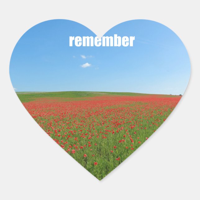 Poppies erinnern sich Herz-Aufkleber (Vorderseite)