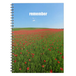Poppies erinnern sich notizblock