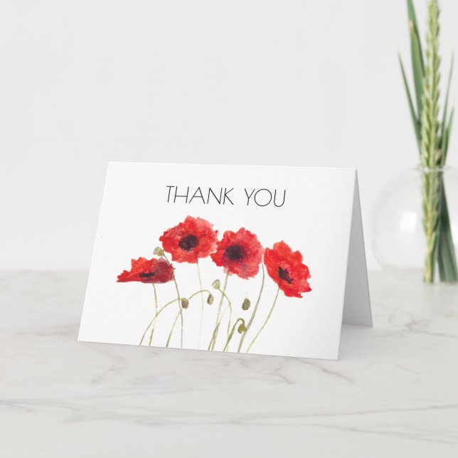 Poppies Floral 2. Geburtstag Party Vielen Dank Dankeskarte (Vorderseite)