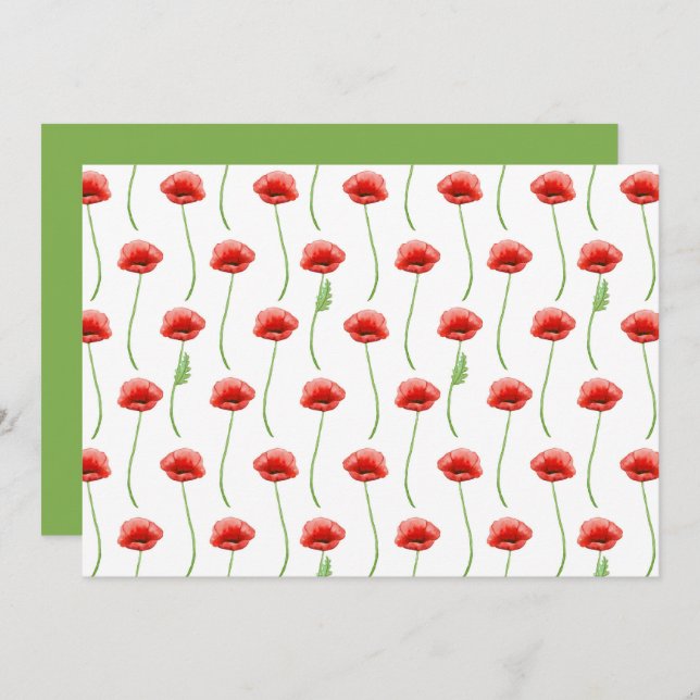 Poppies Floral Botanical Note Card Mitteilungskarte (Vorne/Hinten)