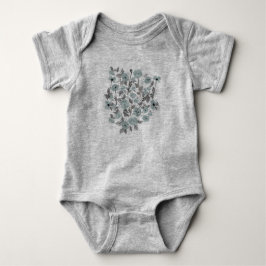 Poppies Gray Blue Flowers Baby Strampler