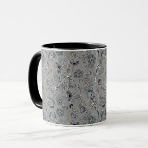 Poppies Gray Light Blue Watercolor Floral Tasse