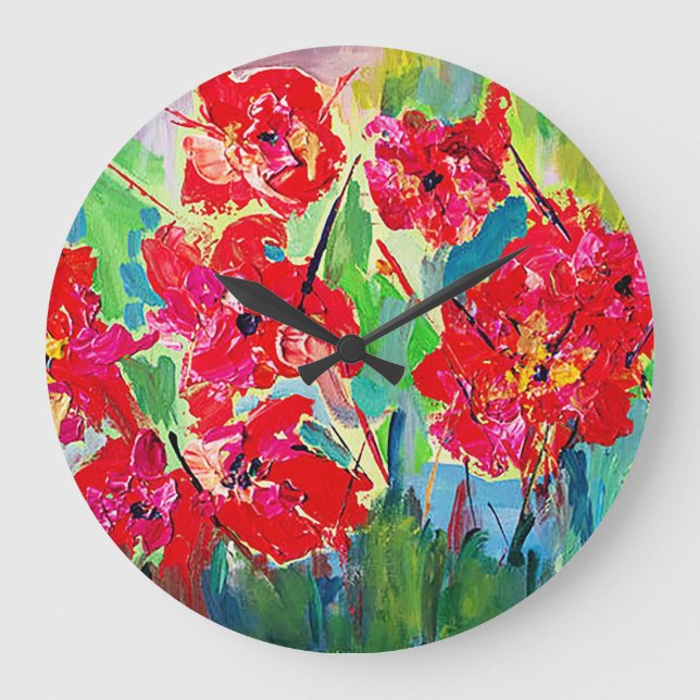 Poppies Große Wanduhr (Vorderseite)