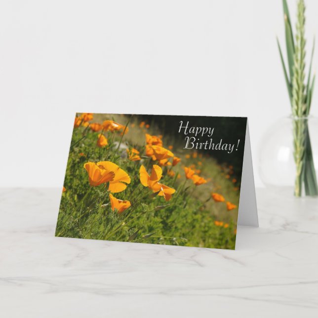 Poppies Happy Birthday Card Karte (Vorderseite)