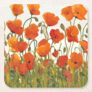 Poppies I Rechteckiger Pappuntersetzer