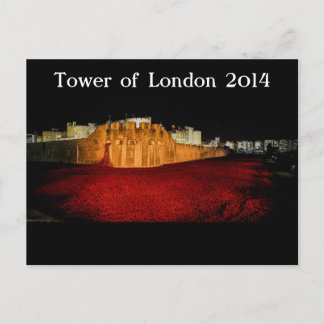 Poppies im Tower of London - Night Panorama Postkarte