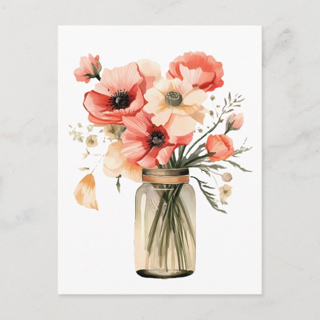 poppies in a mason jar postkarte (Vorderseite)