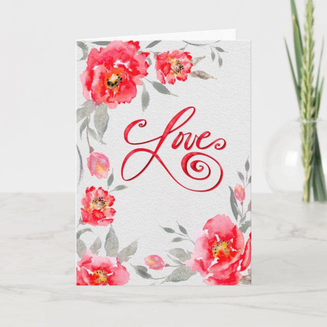 Poppies in Love – Romantic Floral Karte (Vorderseite)