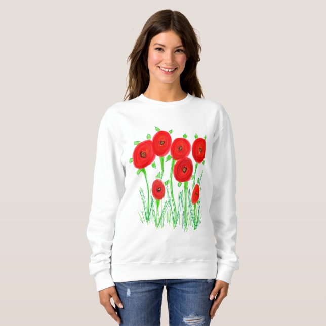 Poppies in Rot Sweatshirt (Vorne ganz)