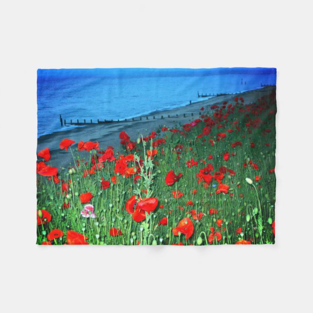 Poppies in Southwold Fleecedecke (Vorderseite (Horizontal))
