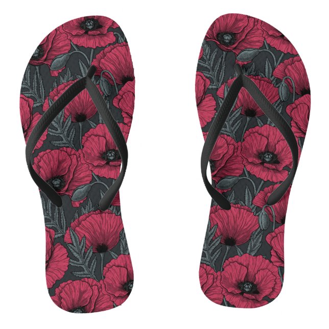 Poppies in Viva Magenta Flip Flops (Fußbett)