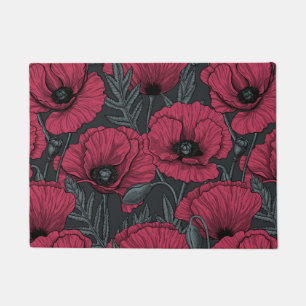 Poppies in Viva Magenta Fußmatte